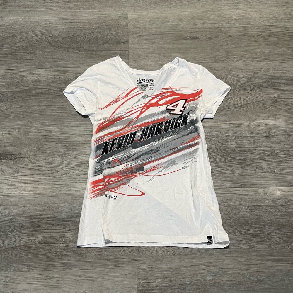 NASCAR Kevin harvick women's graphic v neck white top